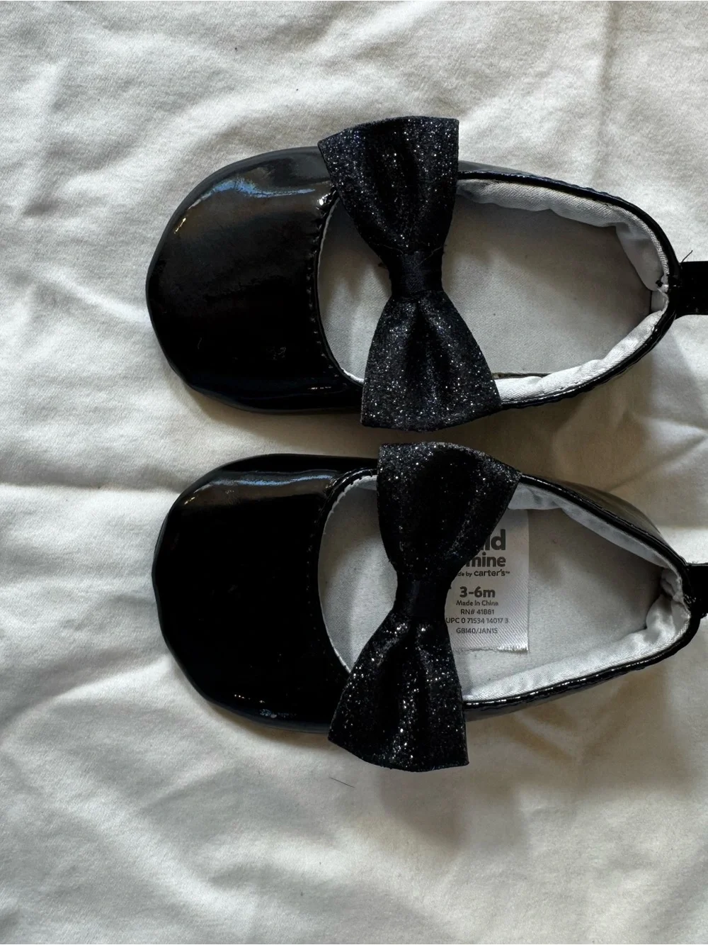 Carter's Black Patent Baby Bow Mary Janes